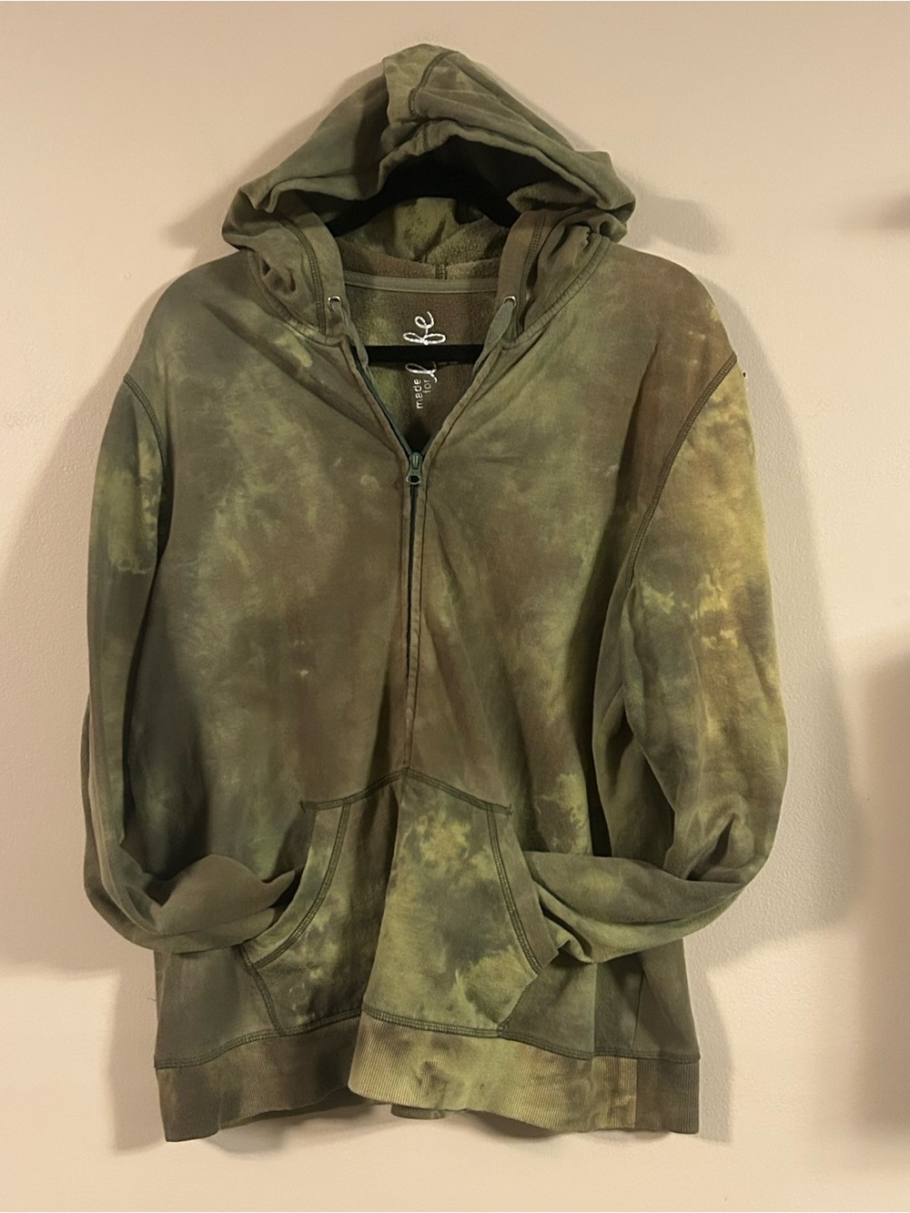 Made for life Olive Tie-Dye Zip Hoodie
